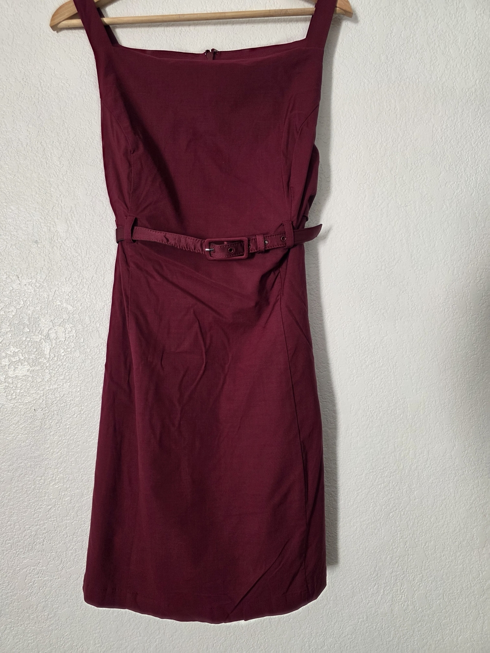 Maeve Sleeveless Belted Midi Dress in Burgundy Anthroplogie
